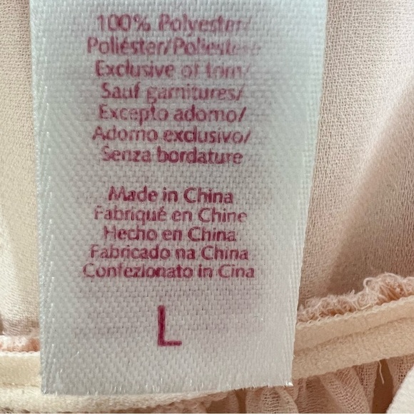 Y2K Oscar de la Renta Pink Label blush pink chiffon baby doll chemise nighty L - Picture 16 of 17